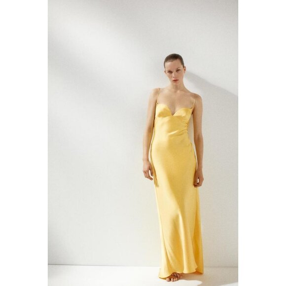 ZARA LONG SATIN DRESS - Picture 2 of 7